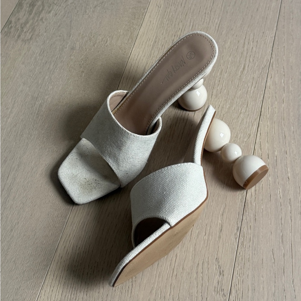 Elegant Cream Mules with Unique Heel Design Nasty Gal